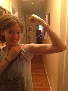 Me flexing a bicep after working out as a vegan. 