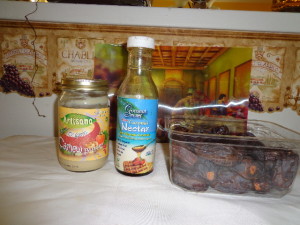 raw cashew butter, raw coconut nectar and jumbo medjool dates