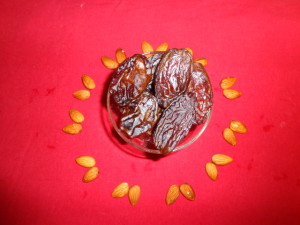 jumbo medjool dates and almonds in a jar