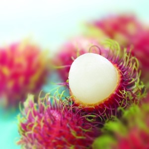 colorful open rambutan exotic fruit
