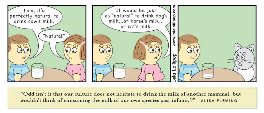 it's natural to drink cow milk cartoon photo