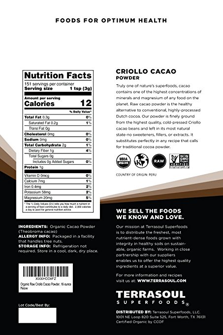 Terrasoul Superfoods Raw Cacao Powder